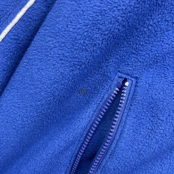 VTG NHL Edmonton Oilers Hockey Mens Sz L Polar Fleece Jacket Blue / Orange Read - Picture 8 of 16